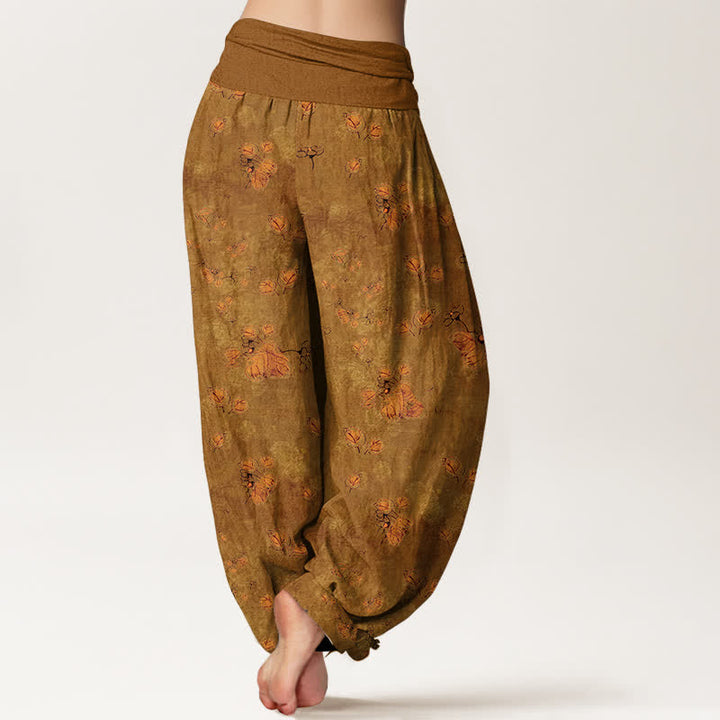 Buddha Stones Pantalon harem pour femme en pur coton à motif floral de soucis, taille élastique - image 6