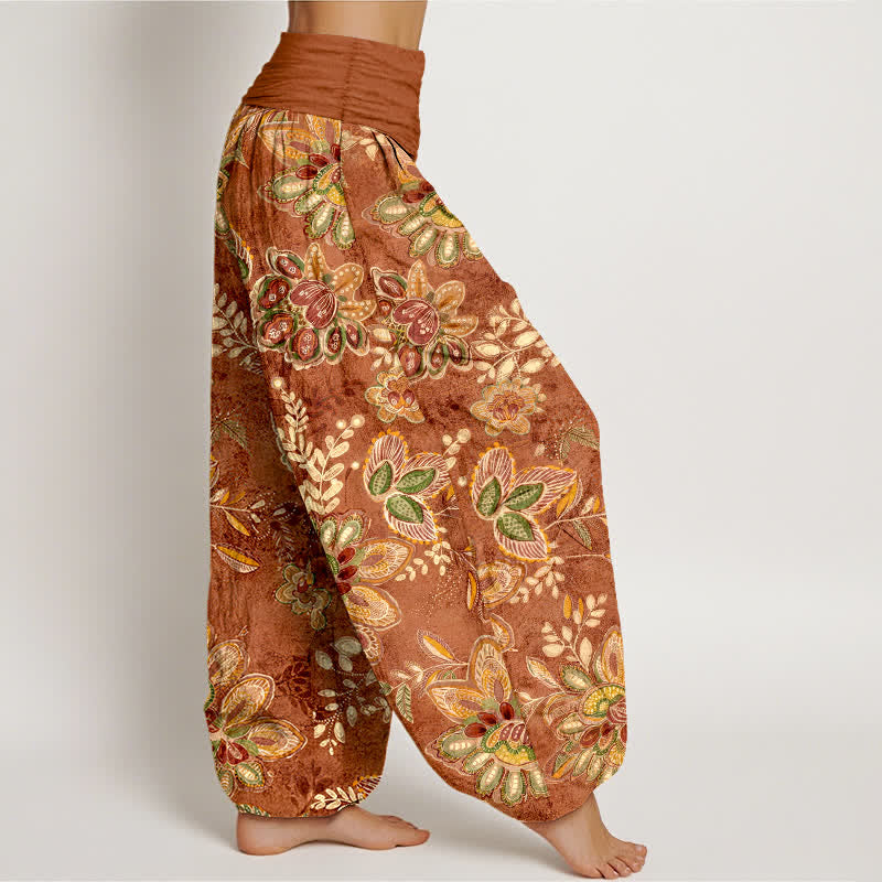 Buddha Stones Pantalon harem pour femme en pur coton à motif floral bohème et taille élastique - image 2