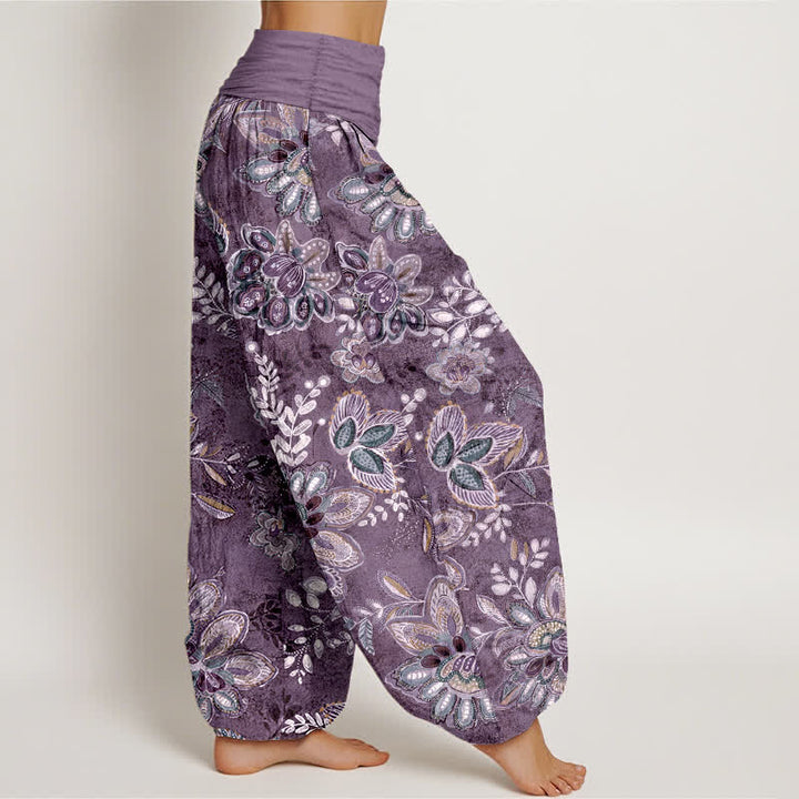 Buddha Stones Pantalon harem pour femme en pur coton à motif floral bohème et taille élastique - image 7