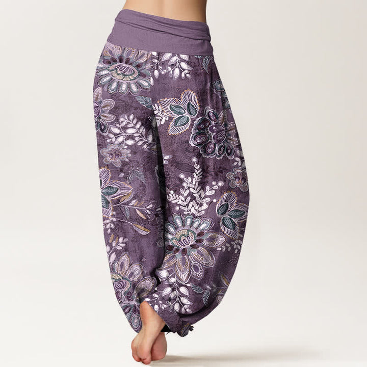Buddha Stones Pantalon harem pour femme en pur coton à motif floral bohème et taille élastique - image 6