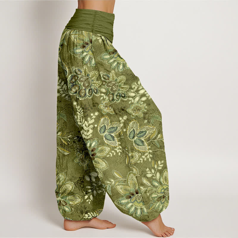 Buddha Stones Pantalon harem pour femme en pur coton à motif floral bohème et taille élastique - image 10