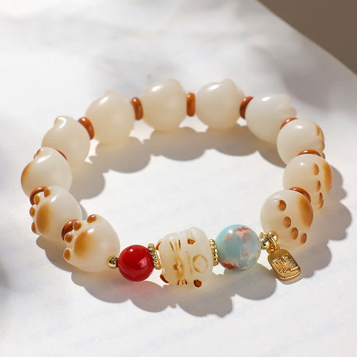 Buddha Stones Bracelet porte-bonheur en graines de Bodhi naturelles, motif patte de chat Fu, symbole Fu - image 3