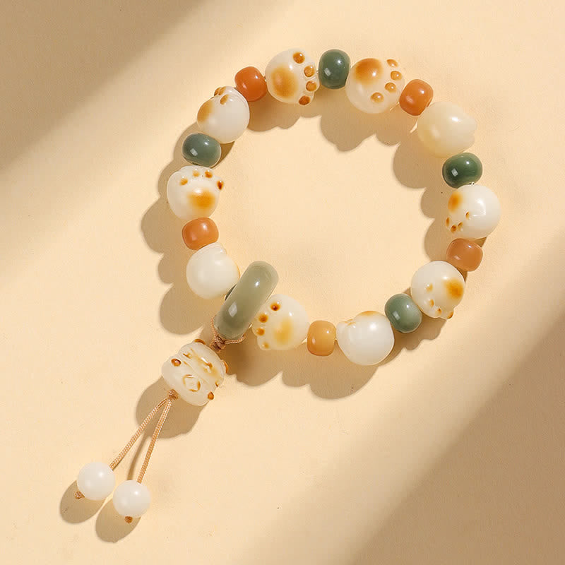 Buddha Stones Bracelet de richesse en graines de Bodhi naturelles, motif patte de chat - image 7