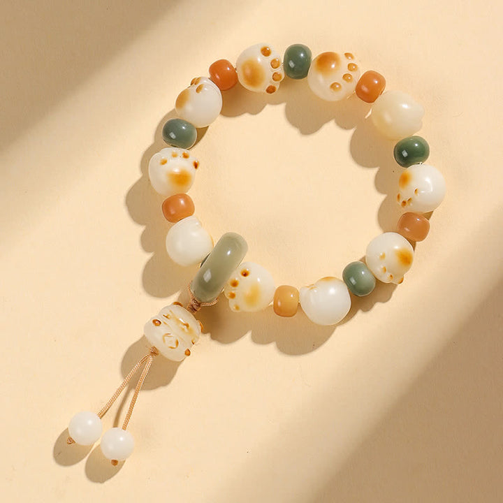 Buddha Stones Bracelet de richesse en graines de Bodhi naturelles, motif patte de chat - image 7