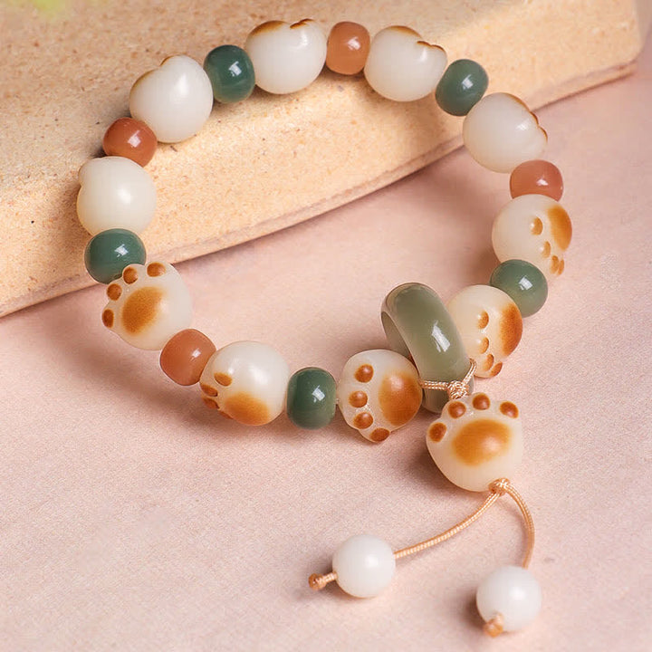 Buddha Stones Bracelet de richesse en graines de Bodhi naturelles, motif patte de chat - image 2