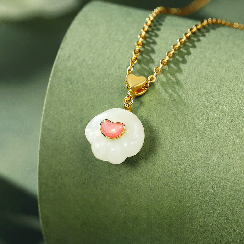 Buddha Stones Collier porte-bonheur en argent sterling 925 et jade Hetian naturel en forme de patte de chat - image 1