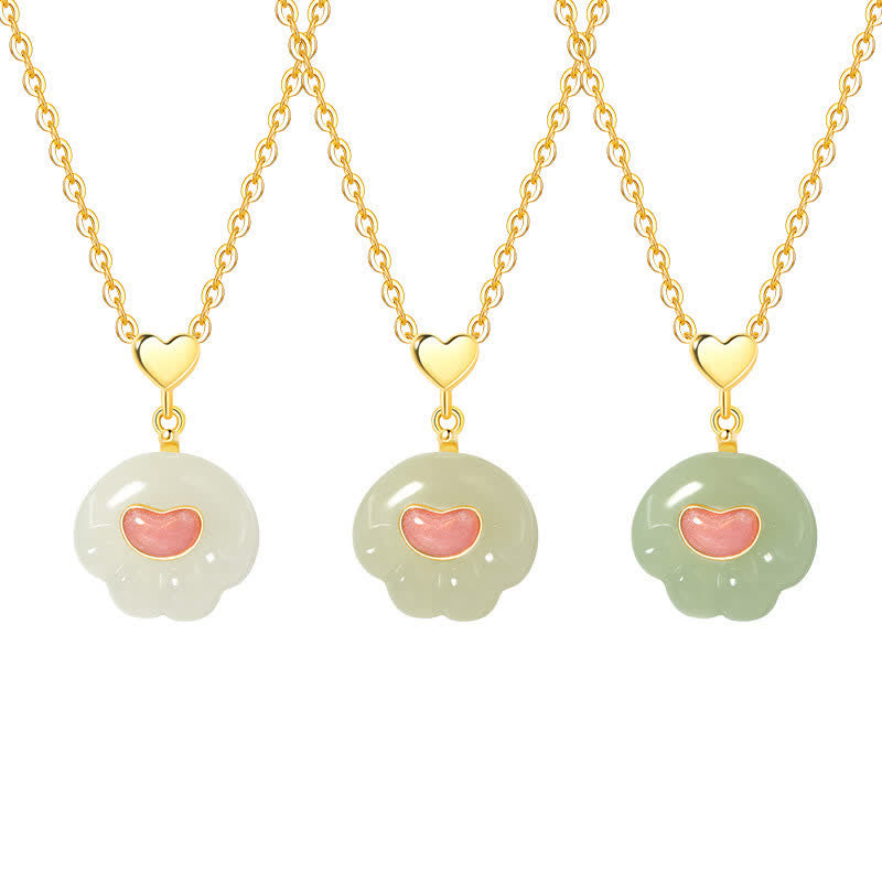 Buddha Stones Collier porte-bonheur en argent sterling 925 et jade Hetian naturel en forme de patte de chat - image 3