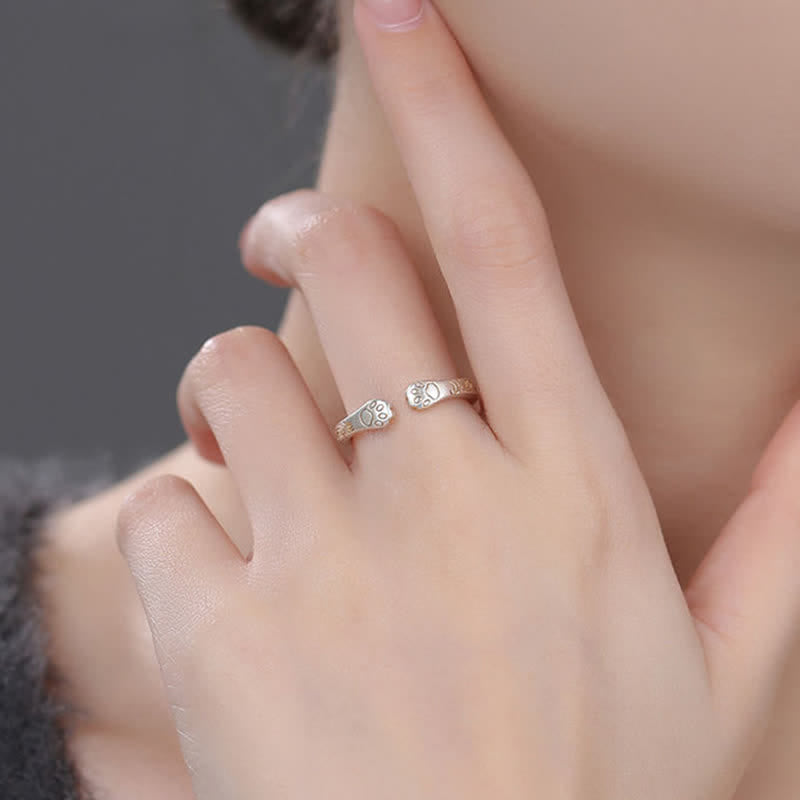 Buddha Stones Bague équilibre en argent sterling 999 avec motif patte de chat - image 8