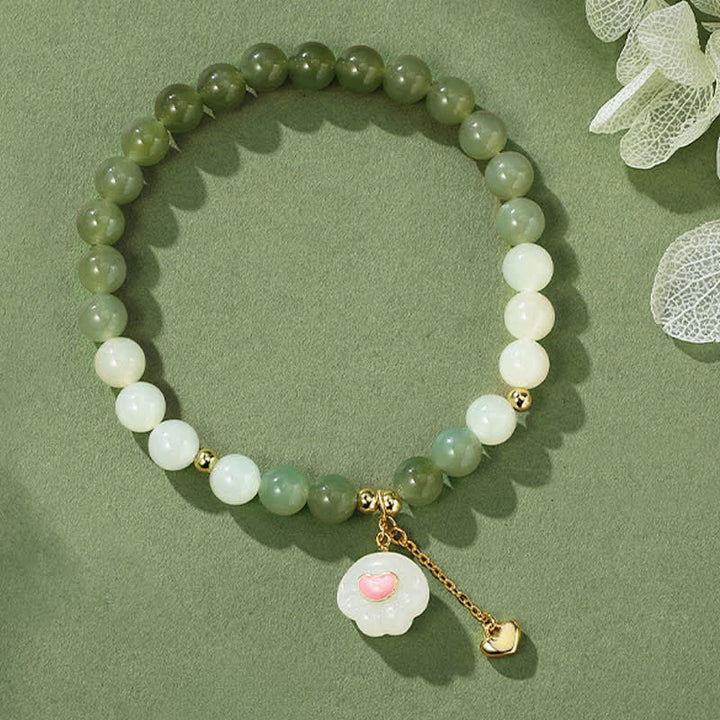 Buddha Stones Bracelet porte-bonheur en jade Hetian naturel, motif cœur et patte de chat - image 2
