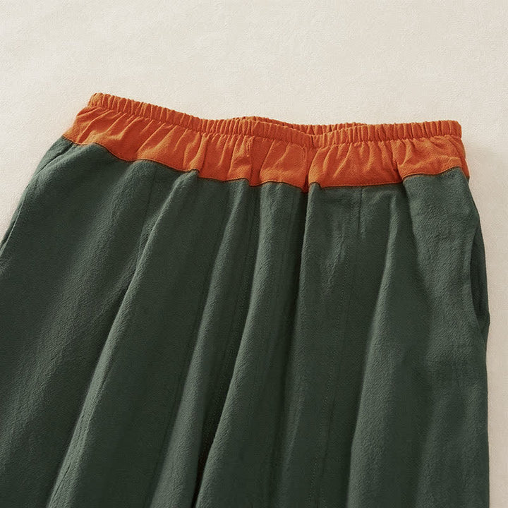 Pantalon sarouel en velours côtelé de coton contrasté Buddha Stones pour femme, doublé polaire thermique avec poches - image 38