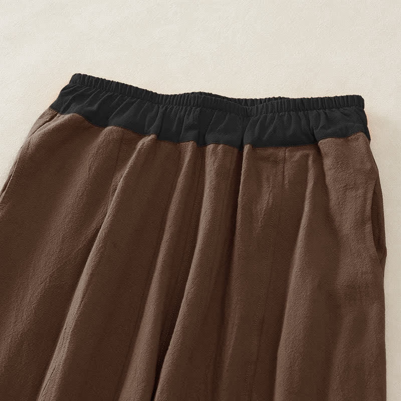 Pantalon sarouel en velours côtelé de coton contrasté Buddha Stones pour femme, doublé polaire thermique avec poches - image 50