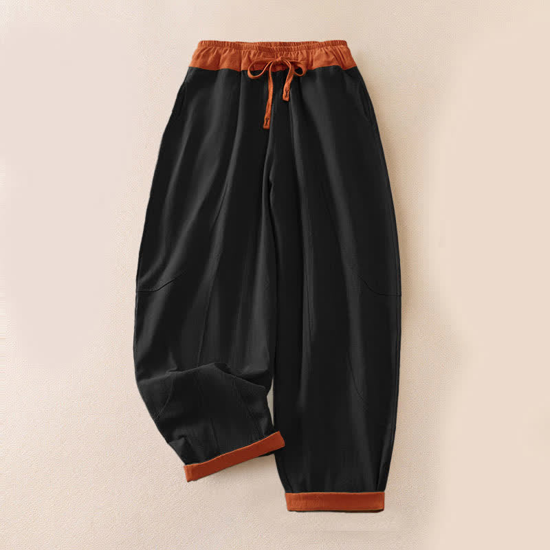 Pantalon sarouel en velours côtelé de coton contrasté Buddha Stones pour femme, doublé polaire thermique avec poches - Version toutes saisons - Noir - US16，UK/AU20，EU48 (3XL) - image 41