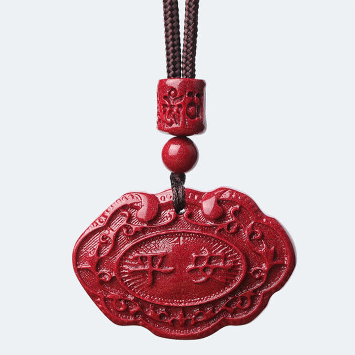 Buddha Stones Collier porte-bonheur Ruyi à cadenas en forme de corde, personnage Fu en cinabre - image 10