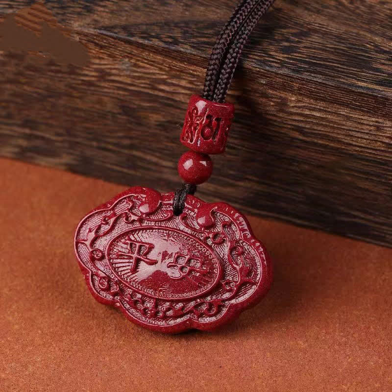 Buddha Stones Collier porte-bonheur Ruyi à cadenas en forme de corde, personnage Fu en cinabre - image 8