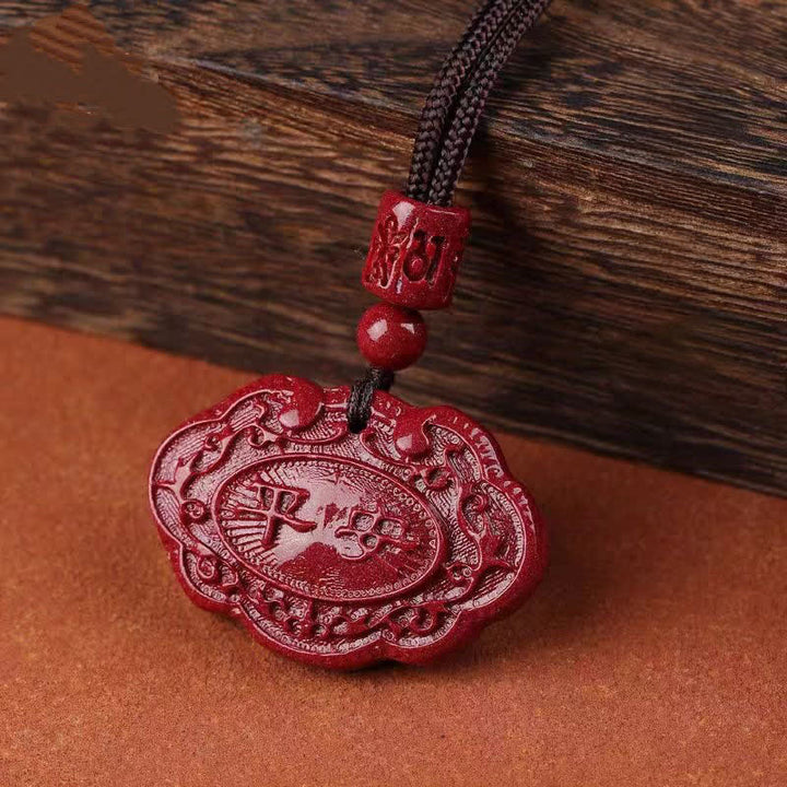 Buddha Stones Collier porte-bonheur Ruyi à cadenas en forme de corde, personnage Fu en cinabre - image 8