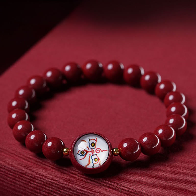 Buddha Stones Bracelet de bénédiction des cinq directions et des dieux de la richesse en cinabre naturel - image 8