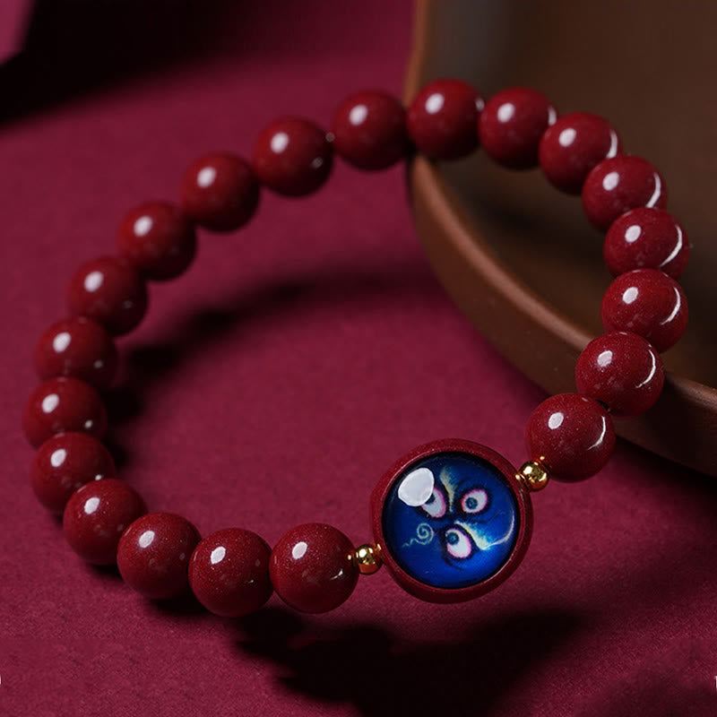 Buddha Stones Bracelet de bénédiction des cinq directions et des dieux de la richesse en cinabre naturel - image 10