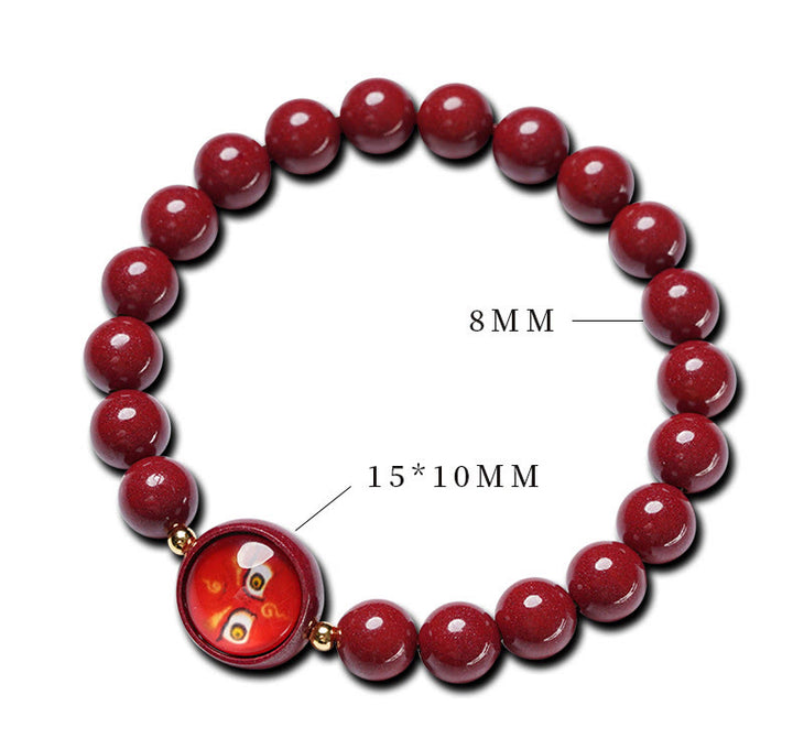 Buddha Stones Bracelet de bénédiction des cinq directions et des dieux de la richesse en cinabre naturel - image 14