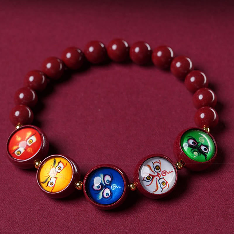 Buddha Stones Bracelet de bénédiction des cinq directions et des dieux de la richesse en cinabre naturel - image 17