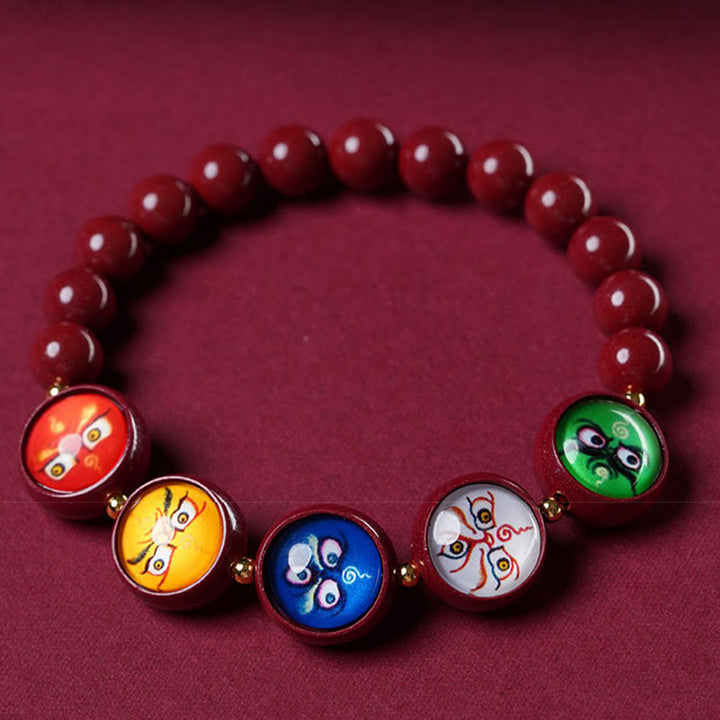 Buddha Stones Bracelet de bénédiction des cinq directions et des dieux de la richesse en cinabre naturel - image 17