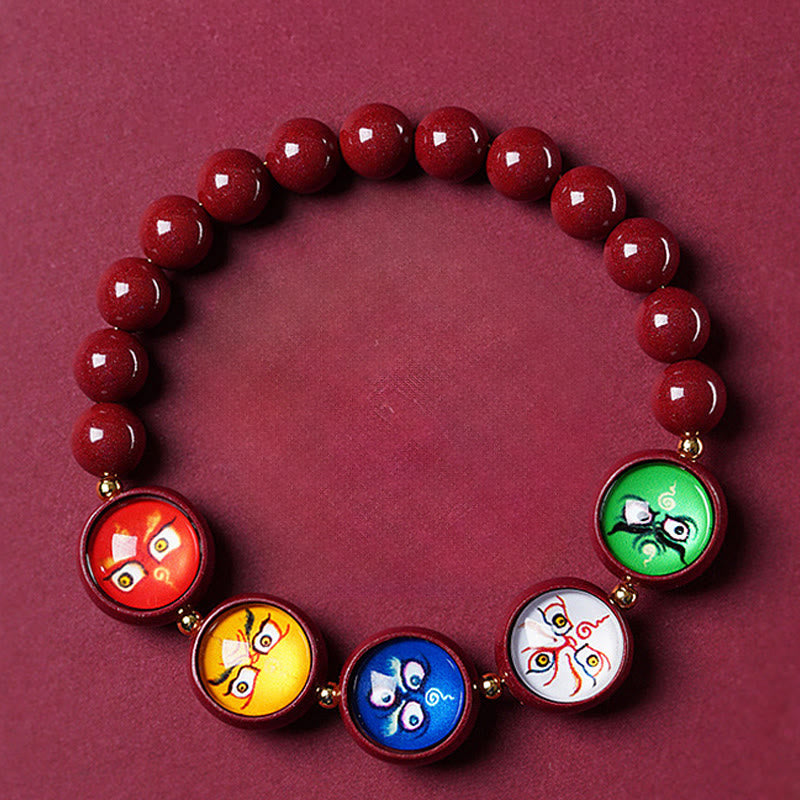Buddha Stones Bracelet de bénédiction des cinq directions et des dieux de la richesse en cinabre naturel - image 16