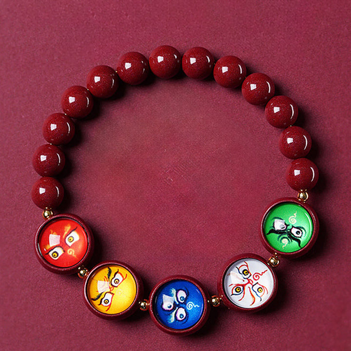 Buddha Stones Bracelet de bénédiction des cinq directions et des dieux de la richesse en cinabre naturel - image 16