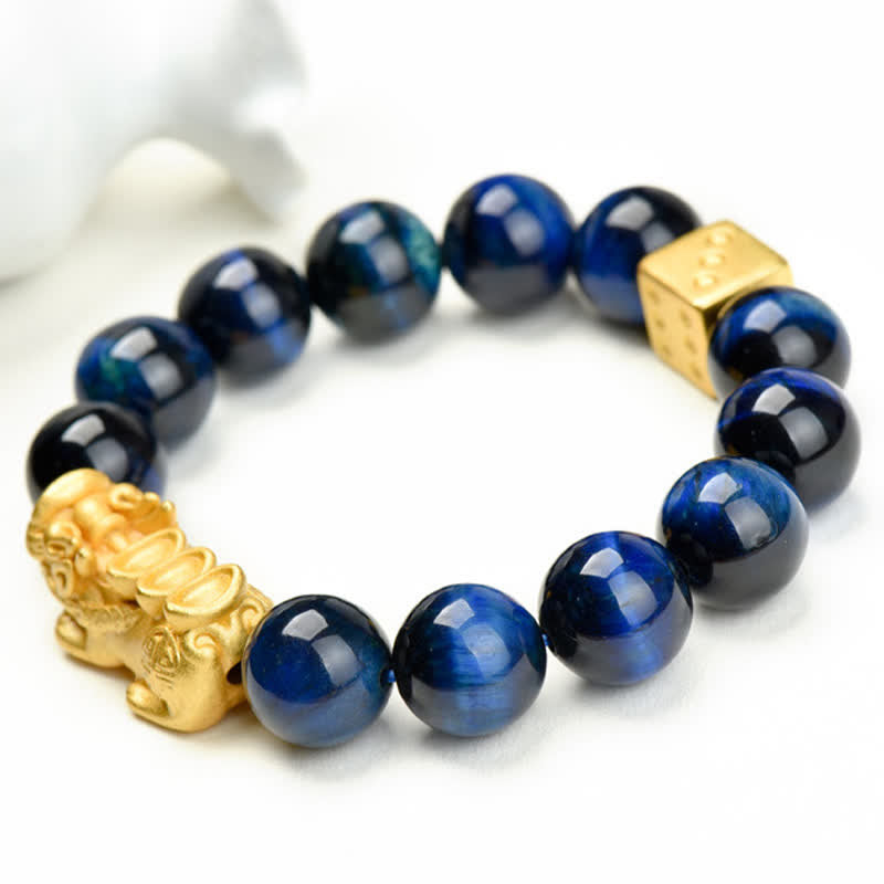 Buddha Stones Bracelet de courage en perles Pixiu Fu avec le caractère Om Mani Padme Hum en œil de tigre naturel - image 24