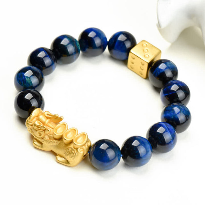 Buddha Stones Bracelet de courage en perles Pixiu Fu avec le caractère Om Mani Padme Hum en œil de tigre naturel - image 25