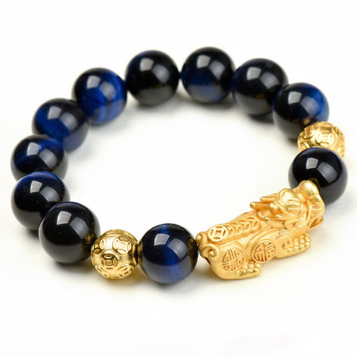 Buddha Stones Bracelet de courage en perles Pixiu Fu avec le caractère Om Mani Padme Hum en œil de tigre naturel - image 20