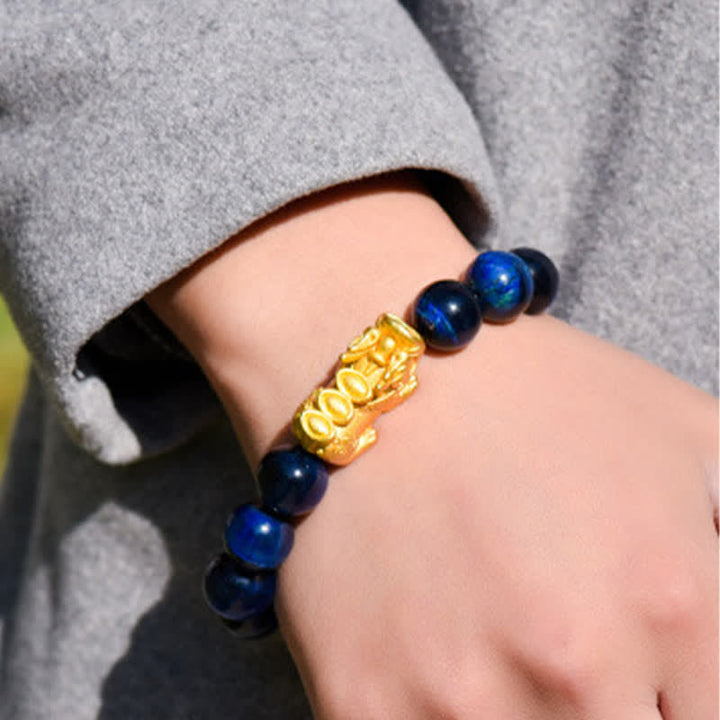 Buddha Stones Bracelet de courage en perles Pixiu Fu avec le caractère Om Mani Padme Hum en œil de tigre naturel - image 27