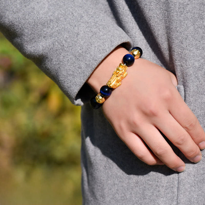 Buddha Stones Bracelet de courage en perles Pixiu Fu avec le caractère Om Mani Padme Hum en œil de tigre naturel - image 22