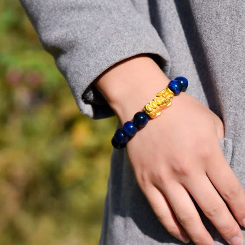 Buddha Stones Bracelet de courage en perles Pixiu Fu avec le caractère Om Mani Padme Hum en œil de tigre naturel - image 26