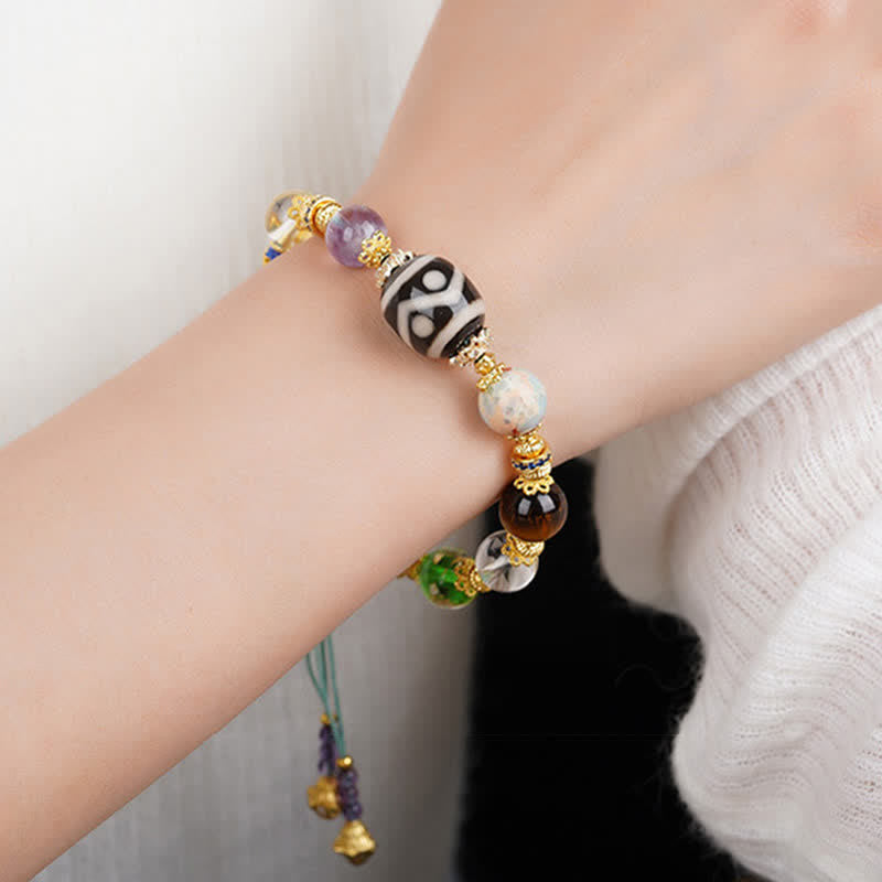 Buddha Stones Bracelet de santé en perles Dzi naturelles d'améthyste et d'œil de tigre - image 13