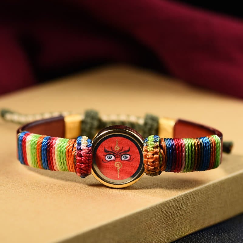 Buddha Stones Bracelet tibétain béni des cinq directions, divinités de la richesse, Bouddha, œil, bénédiction - Œil Jambhala rouge (Tour de poignet 15-24 cm) - image 7