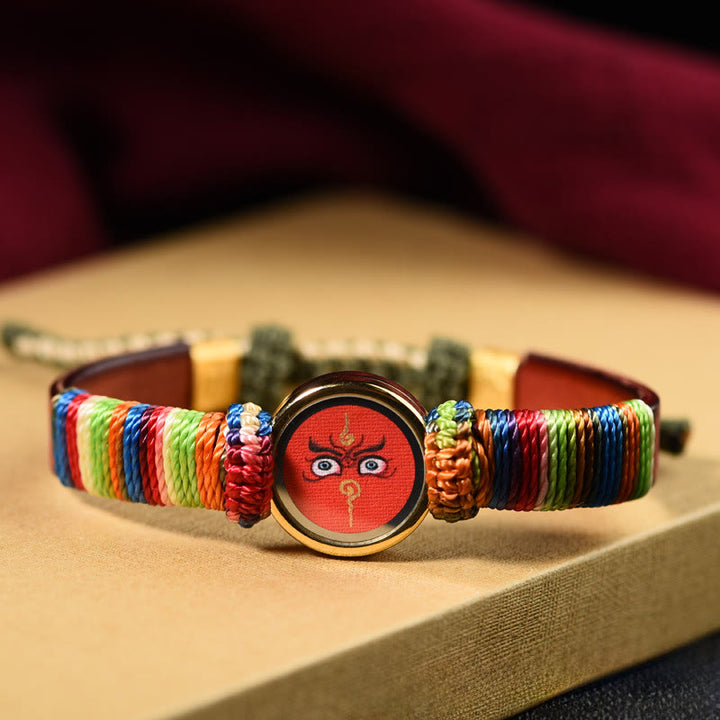 Buddha Stones Bracelet tibétain béni des cinq directions, divinités de la richesse, Bouddha, œil, bénédiction - Œil Jambhala rouge (Tour de poignet 15-24 cm) - image 7