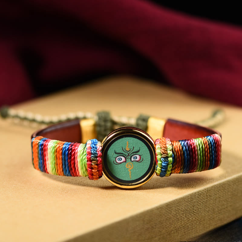 Buddha Stones Bracelet tibétain béni des cinq directions, divinités de la richesse, Bouddha, œil, bénédiction - Œil Jambhala vert (Tour de poignet 15-24 cm) - image 5
