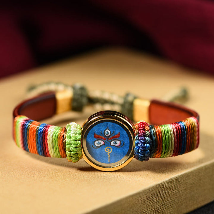 Buddha Stones Bracelet tibétain béni des cinq directions, divinités de la richesse, Bouddha, œil, bénédiction - Œil Jambhala bleu (Tour de poignet 15-24 cm) - image 13