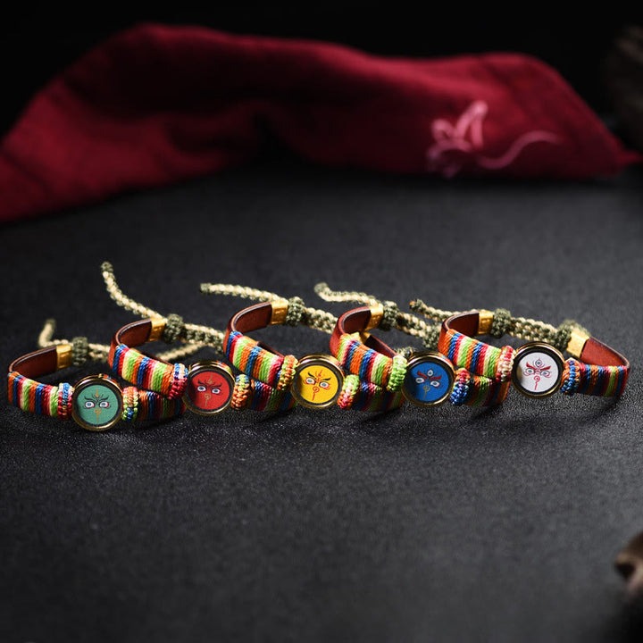 Buddha Stones Bracelet tibétain béni des cinq directions, divinités de la richesse, Bouddha, œil, bénédiction - image 0