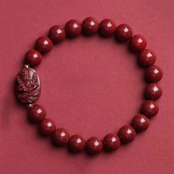 Buddha Stones Bracelet de bénédiction en cinabre du Bouddha natal du zodiaque chinois - Bodhisattva du Vide Bœuf/Tigre (Tour de poignet : 15-16 cm) - image 9