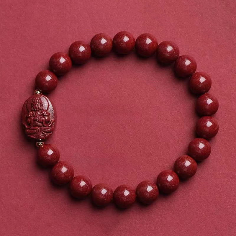 Buddha Stones Bracelet de bénédiction en cinabre du Bouddha natal du zodiaque chinois - Chèvre/Singe - Tathagata (Tour de poignet : 15-16 cm) - image 13