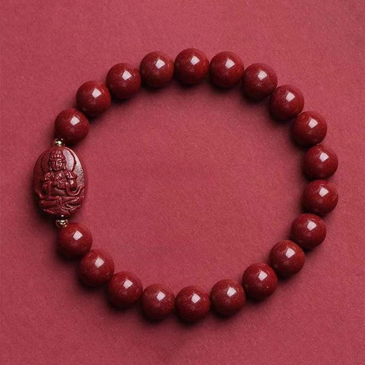 Buddha Stones Bracelet de bénédiction en cinabre du Bouddha natal du zodiaque chinois - Chèvre/Singe - Tathagata (Tour de poignet : 15-16 cm) - image 13