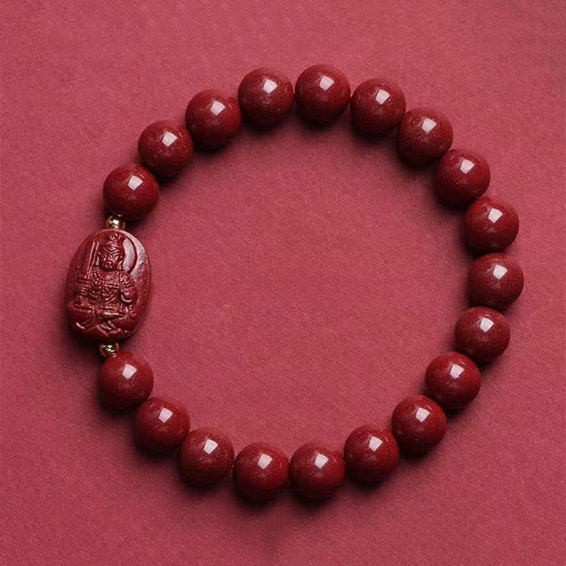 Buddha Stones Bracelet de bénédiction en cinabre du Bouddha natal du zodiaque chinois - Coq-Acalanatha (Tour de poignet : 15-16 cm) - image 14