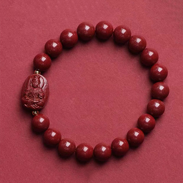 Buddha Stones Bracelet de bénédiction en cinabre du Bouddha natal du zodiaque chinois - Coq-Acalanatha (Tour de poignet : 15-16 cm) - image 14