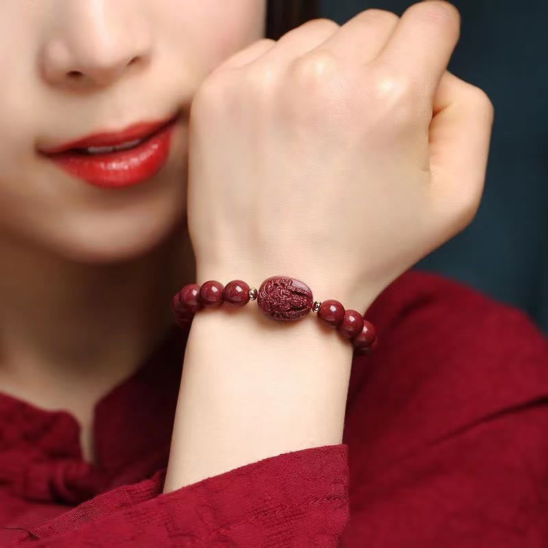 Buddha Stones Bracelet de bénédiction en cinabre du Bouddha natal du zodiaque chinois - image 2