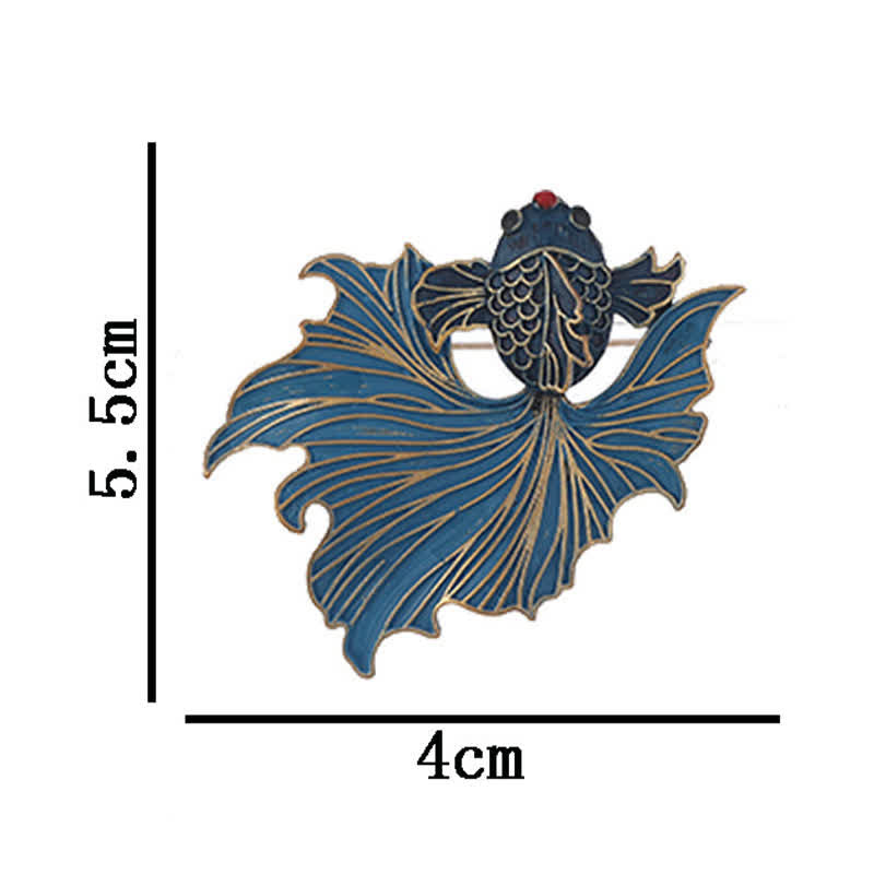 Buddha Stones Broche de poisson Koi bleue élégante en émail cloisonné - image 6