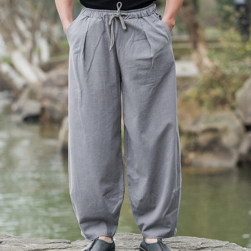 Pantalon bloomer décontracté uni Buddha Stones pour homme avec poches - Gris - US/UK/AU44，EU54 (5XL) - image 10