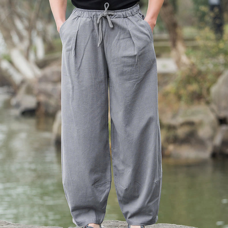 Pantalon bloomer décontracté uni Buddha Stones pour homme avec poches - image 14