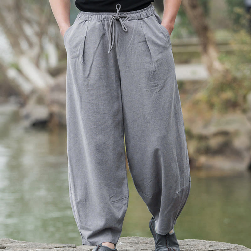 Pantalon bloomer décontracté uni Buddha Stones pour homme avec poches - image 11