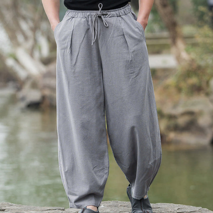 Pantalon bloomer décontracté uni Buddha Stones pour homme avec poches - image 11