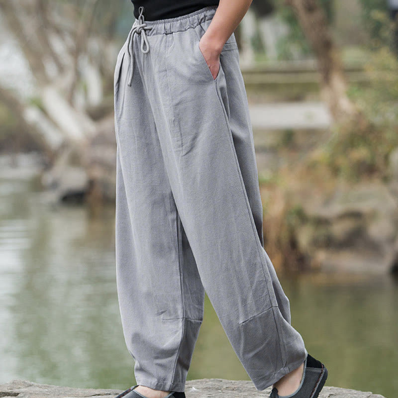 Pantalon bloomer décontracté uni Buddha Stones pour homme avec poches - image 12
